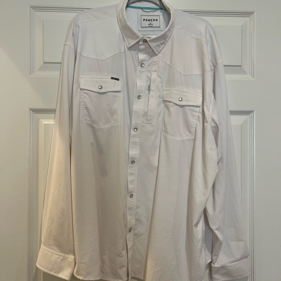 Poncho White Casual Button Down Shirt for Men - Picture 1 of 6